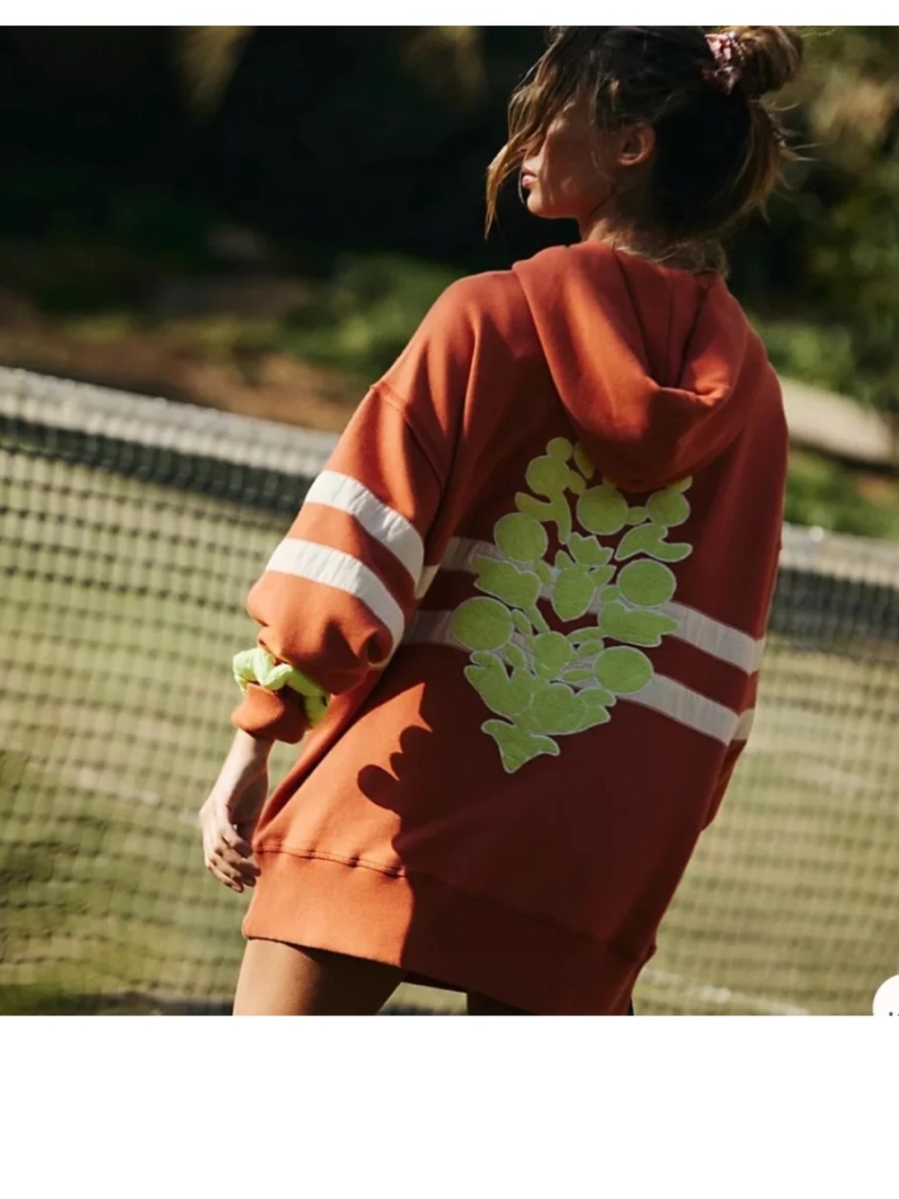 FP Movement At My Best Chenille Logo Hoodie  In Orange NWOT Size S